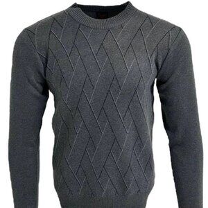 Sugar Grey Knit Argyle Print Sweater